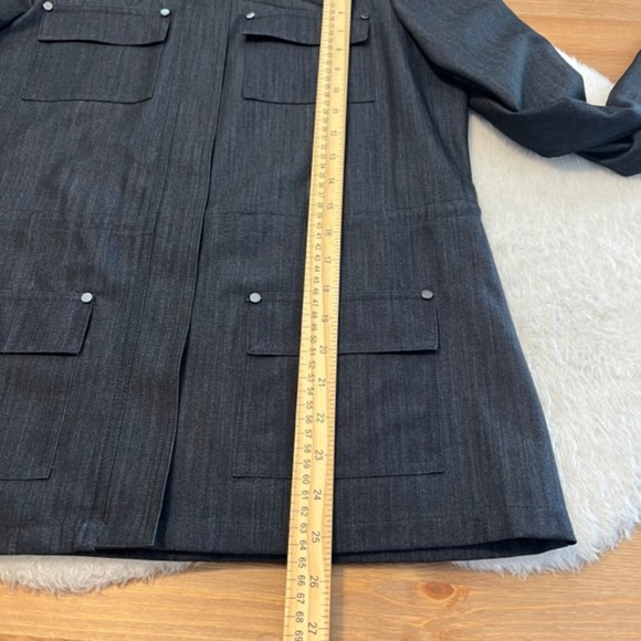 TOMMY HILFIGER Navy Blue Light Utility Full Zip Jacket Blazer w Pockets Size 8 - Picture 9 of 9